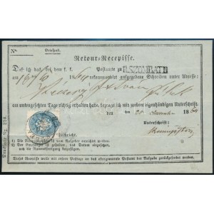 1864 10kr térti vevényen / on Retour Recepisse FÜLEK - R.SZOMBATH