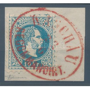 1867 10kr kivágáson / on cutting, piros / red KASCHAU / RECOMMANDIRT luxus bélyegzéssel. Certificate...