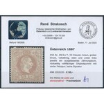 1867 50kr eredeti gumival / original gum. Certificate: Strakosch
