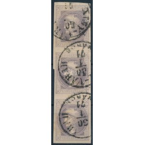 1867 Hírlapbélyeg függőleges hármascsík (MBK 1.600 p) / Newspaper stamp vertical stripe of 3 NAGY-VÁRAD...