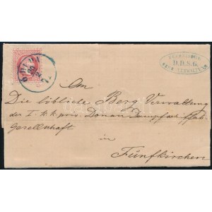1871 5kr levélen / on cover kék/blue Ó-BUDA - Fünfkirchen