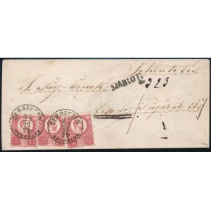 1871 Ajánlott levél Réznyomat 3 x 5kr + 10kr bérmentesítéssel / Registered cover with 3 x Mi 10 + 11 franking ...