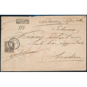 ~1871 3. Súlyfokozatú ajánlott levél Réznyomat 15kr + 10kr bérmentesítéssel ...