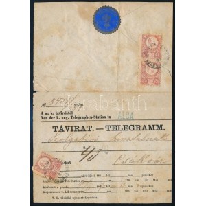 1872 3 x Réznyomat 5kr táviraton / 3 x Mi 10 on telegramm SZÉKESFEHÉRVÁR - Csákvár
