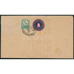 1873 5kr helyi ajánlott levélen + 3kr a hátoldalon, bontásnál kettétépve / 5kr on local registered cover ...