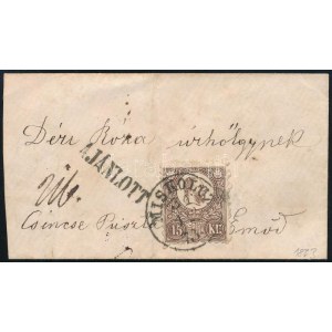1873 Réznyomat 15kr kisalakú ajánlott levélen, melyet Szilveszter napján adtak fel és Újév napján meg is érkezett. ...