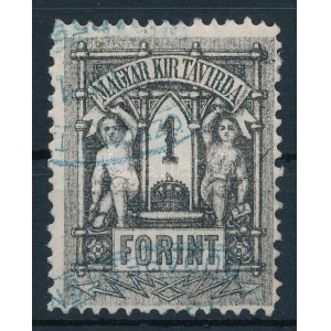 1873 Kőnyomat 1Ft korabeli kék bélyegzéssel (1873. nov. 1.) Eleinte tollvonással érvénytelenítettek. (55.000) ...