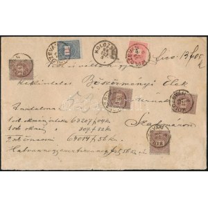 1893 Értéklevél 13,05Ft bélyeggel (a krajcáros időszak legnagyobb bérmentesítése) / Insured cover with 13,05Ft franking...