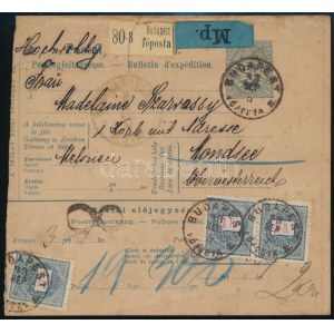 1893 Szállítólevél egy kosár dinnyéről, 3 x 1Ft bérmentesítéssel / Parcel card with 3 x 1Ft franking BUDAPEST ...
