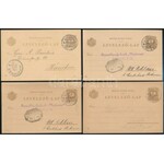 1896 29 db különböző milleniumi 2kr díjjegyes képeslap kiállítási bélyegzővel, főleg németországba ...