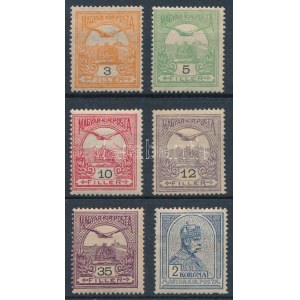 1906 Turul tétel (75.000) (2K foghiba) / 6 piece of stamps (2K missing perf)