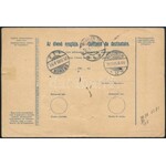 1905 Csomagszállító Jászárokszállásról az Egyesült Államokba 6,60K bérmentesítéssel, rajta 1904-es Turul 2K hármascsík...