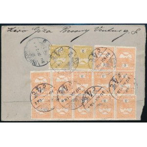 1917 Ajánlott 14 bélyeges levél Pozsonyból / Registered cover with 14 stamps