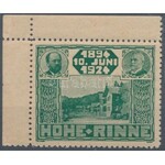 1924 Hotelposta Hohe Rinne ívsarki bélyeg teljes gépszínátnyomattal, luxus darab! Szakirodalomban Dr...