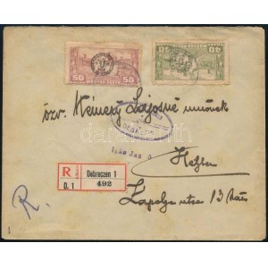 1920 Ajánlott helyi levél 2 db Debrecen II. bélyeggel, cenzúrázva / Registered local cover. Signed...