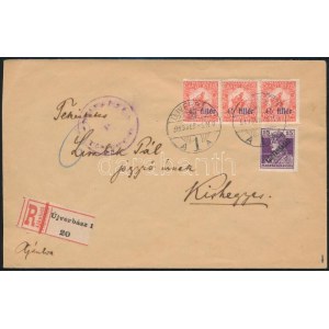 Temesvár 1919 Cenzúrás levél 4 db megszállási bélyeggel, nagyon ritka / Censored cover with 3 Temesvár stamps  ...