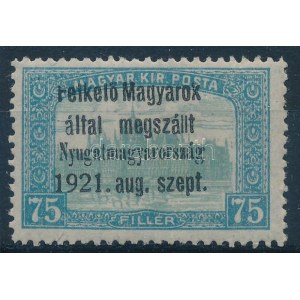 Nyugat-Magyarország I. 1921 Parlament 75f próbanyomat / proof Signed: Bodor