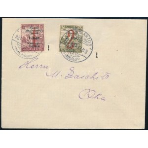 Nyugat-Magyarország VI. 1921 Arató 1K és 2K bélyegek borítékon / Mi 64-65 on cover KISMARTON Signed...