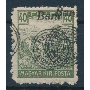 1919 Arató 40f kettős felülnyomással / with double overprint. Signed: Bodor (sarokfog hiány / missing corner...