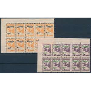1931 Zeppelin sor ívsarki 10-es tömbökben (280.000) (apró ráncok, kis gumihiba) / Mi 478-479 corner blocks of 10 ...