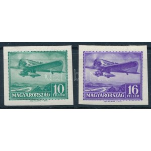 1933 Repülő II. 10f és 16 vágott bélyegek (250.000) / Mi 502-503 imperforate stamps