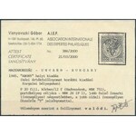 Abony 1945 20f/12f ívsarki négyestömb, az ívszélin falc / corner block of 4, hinged in the margin. Certificate...