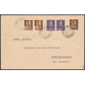 1945 Levél Székelyudvarhelyről Székelykeresztúrra román bélyegekkel és egy darab székelyudvarhelyi 1P...