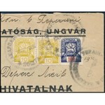 Kárpát-Ukrajna 1945 3 db bélyeg levélen Perecsenyről Ungvárra / cover franked with 3 stamps