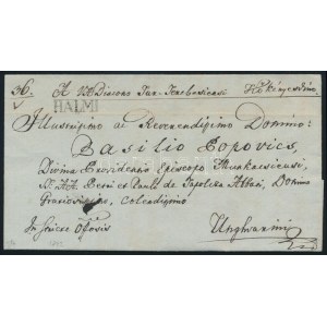 1842 Távolsági levél Kárpátaljára / Domestic cover HALMI - Ungvár (Popovics levelezés)