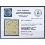 1850 1kr MP III citromsárga / yellow HERMANNSTADT Certificate: Strakosch