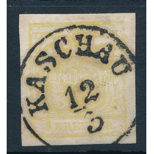 1850 1kr MP III világos citromsárga / light yellow KASCHAU Certificate: Steiner