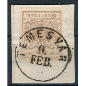 1850 6kr HP Ia világos barna, lemezhibával / light brown, with plate flaw TEMESVÁR Certificate...