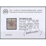 1850 6kr HP Ib sötétbarna, kis lemezhibával / dark brown, with plate flaw NEUSO(HL) Certificate...
