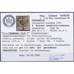 1850 6kr HP Ia sötét vörösesbarna / dark reddish brown. C(LA)USENBURG Signed: Ferchenbauer. Certificate...