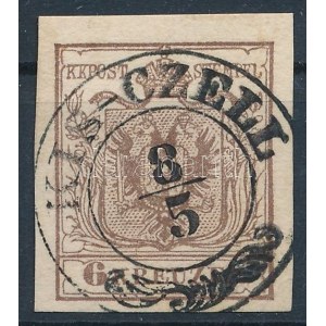 1850 6kr MP III barna / brown. KIS-CZELL Certificate: Babor