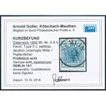 1850 9kr IIc mélykék, lemezhibával / deep blue with plate flaw SEMLIN Certificate: Goller