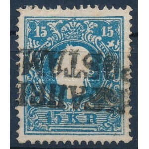 1858 15kr lemezhibás bélyeg mozgóposta bélyegzéssel / plate flaw K.u.k. FAHRE(NDES) POSTAM(T)