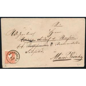 ca 1858 5kr I. levélen / on cover AGNETHLEN - Marosvásárhely