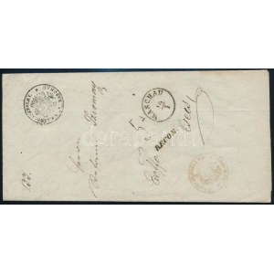 1859 Ex offo levél, az ajánlási díj felét a címzett fizette, mivel nem rendelkezett portómentességgel...