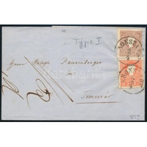 1859 5kr + 10kr I típusok, levélen / on cover KRONSTADT - Temesvár