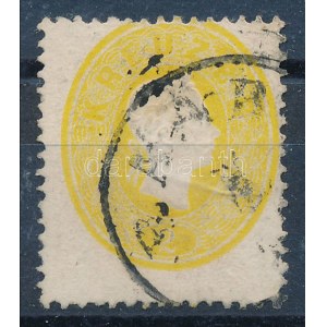 1861 2kr sárga, erős elfogazással / yellow, shifted perforation RAAB