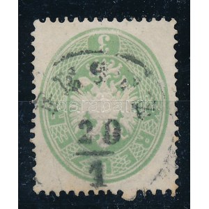 1863 3kr zöld, kimaradt foglyuk / green, perforation error PESTH