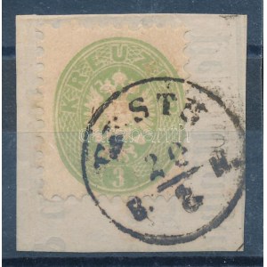 1864 3kr zöld / green PESTH / B.H.