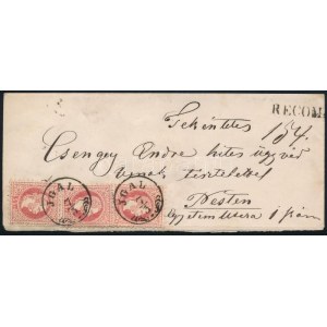 ~1867 Ajánlott levél 3 x 5kr bérmentesítéssel / Registered cover with 3 x 5kr franking JGAL - BOGLÁR - PEST...