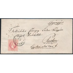 1867 5kr levélen / on cover GYÖNGYÖS - PEST / DÉL ELŐTT