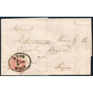 1867 5kr levélen / on cover GYÖR / RAABovális bélyegzéssel