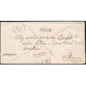 1868 Levél kézírásos Füred 9/4 bérmentesítéssel és érvénytelenítéssel ...
