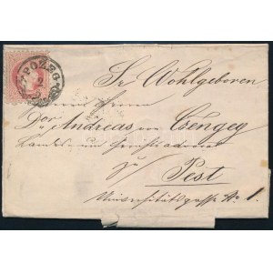 1869 5kr levélen / on cover POZEG - ESSEK - PEST / ESTE