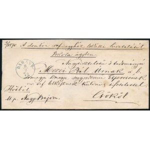 1870 Hivatalos levél / Official cover, kék / blue DARÁNY