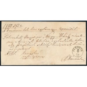 1870 Hivatalos levél / Official cover PERBETE